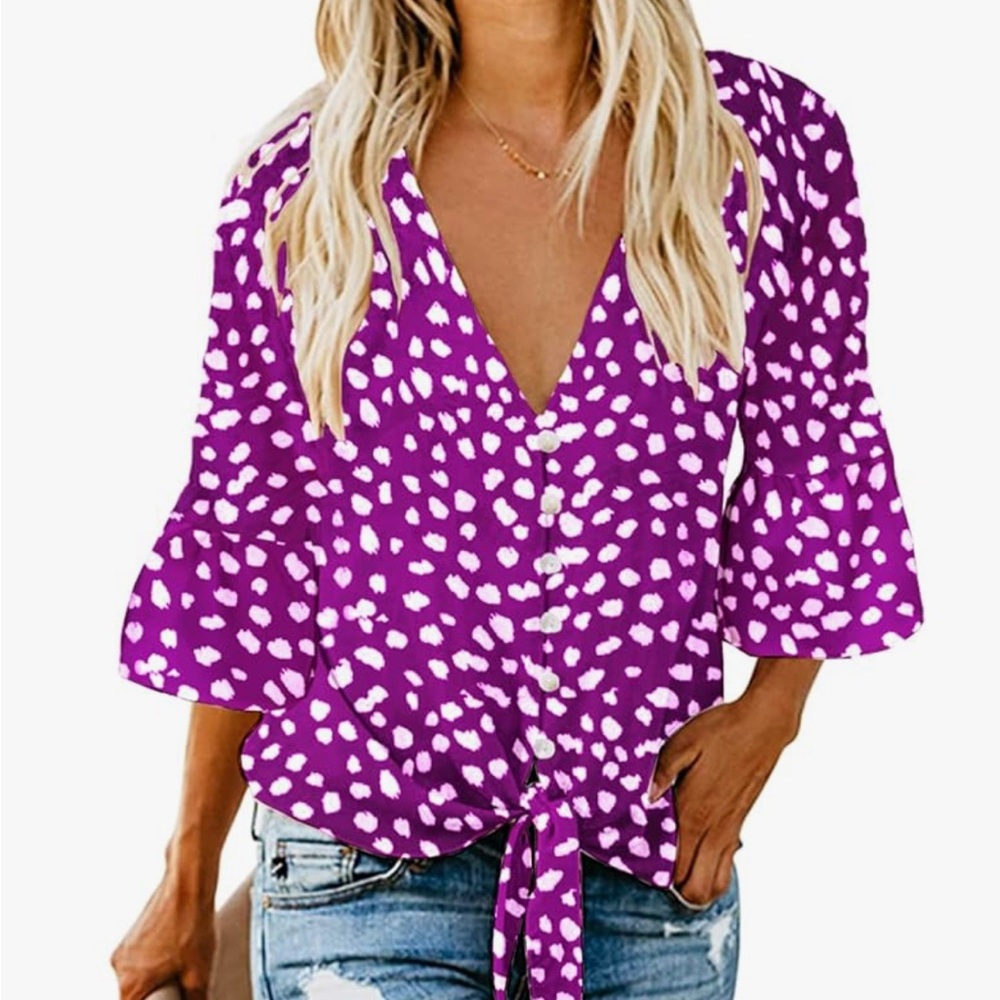 Kancystore Size Small Orchid Polka Dot Women's Top